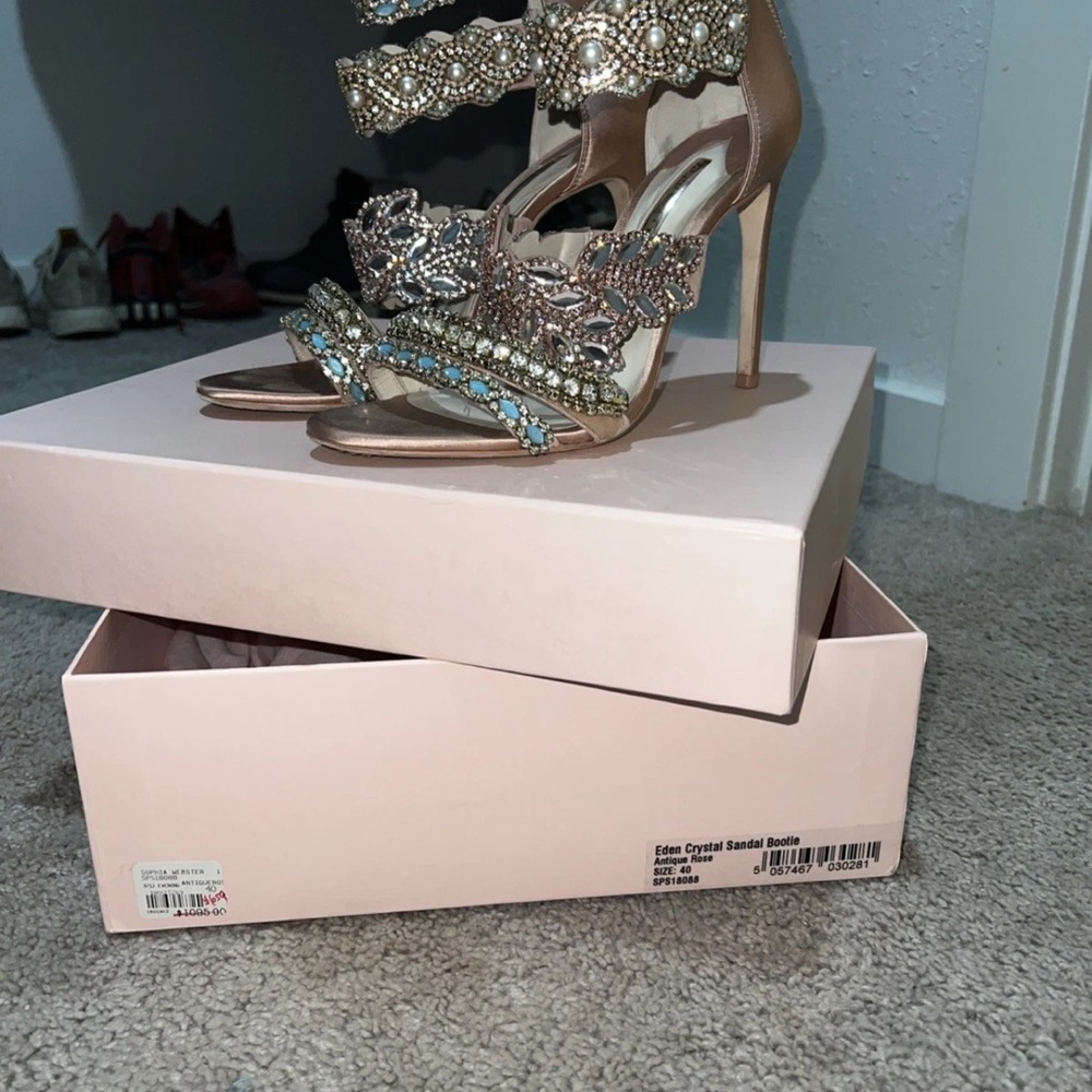 Sophia Webster Gold and Cream Embellished Heels